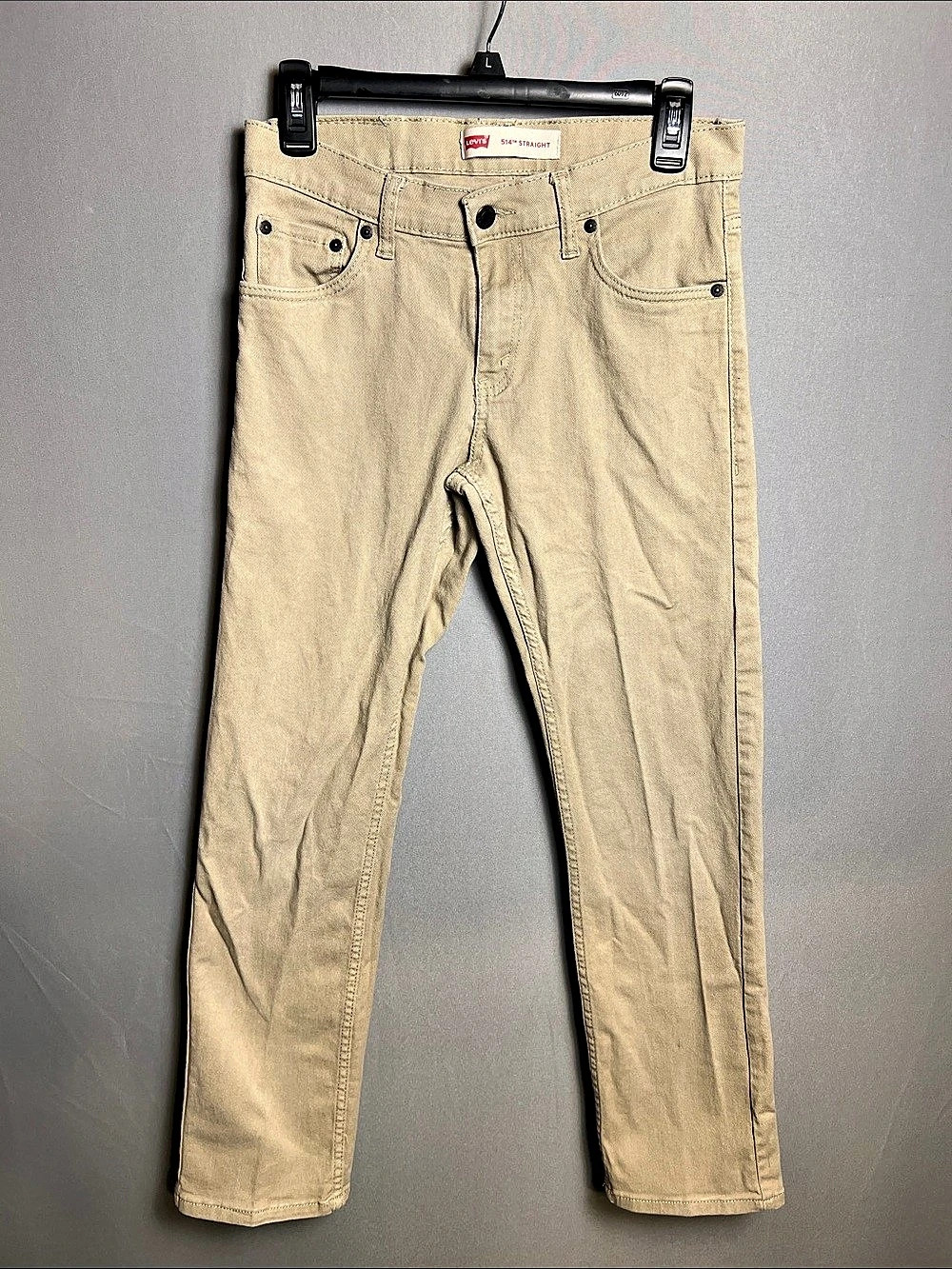 Levi's 514 Boys 16 Regular 28x28 Straight Leg Jeans Beige Khaki Stretch Denim